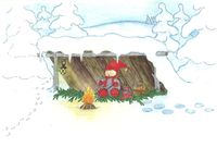 Winter picnic - Double postcard with envelope