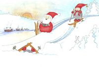 Relaxing in snow - Double postcard with envelope