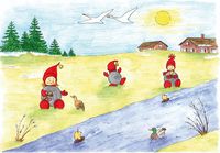 Spring joy - Double postcard with envelope