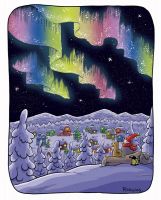  Tonttu Topi as night watch - Postcard with lines for address